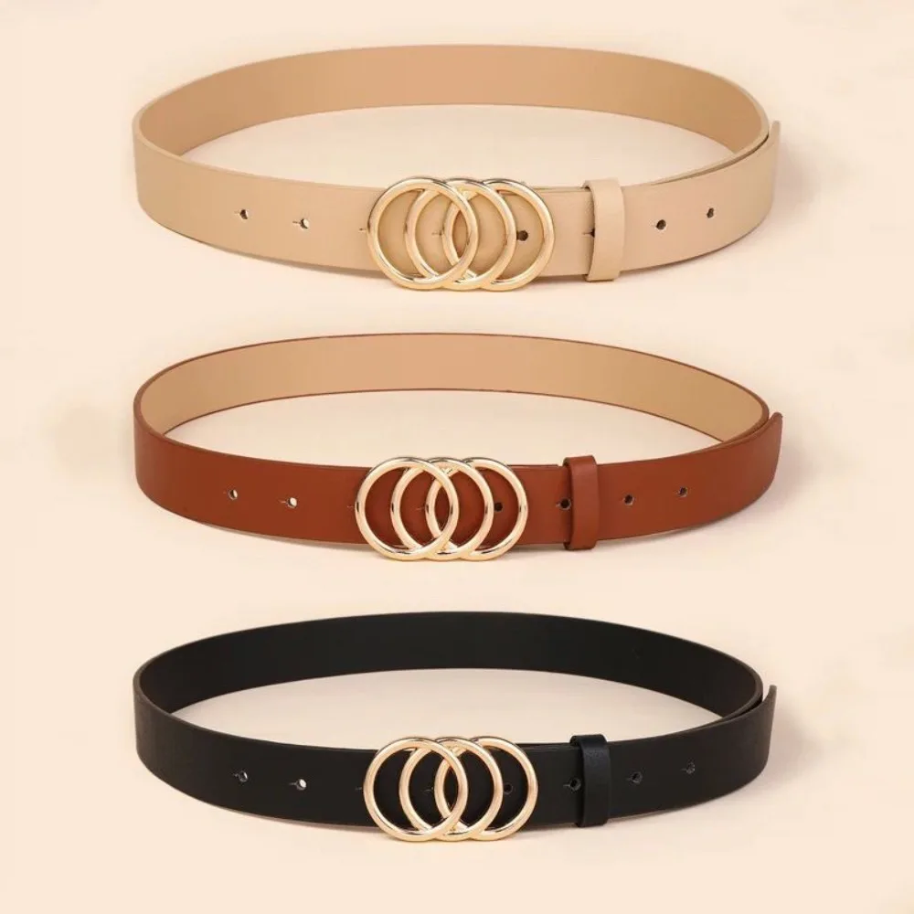 

Trendy Versatile Leather Belt Casual Luxury Design Slide Buckle Belt Simple Waistband For Women