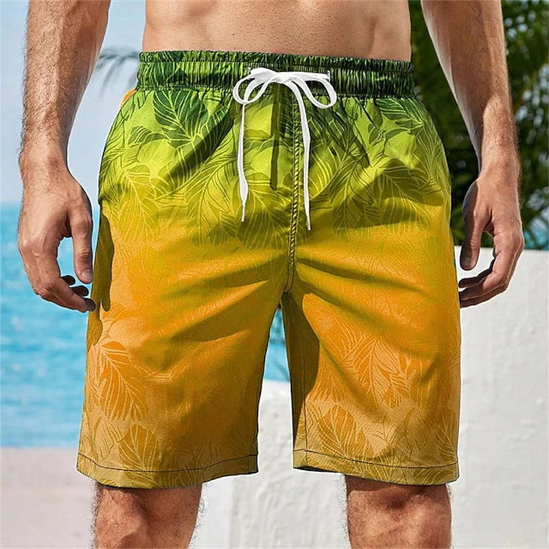 3D 인쇄 열대 식물 보드 반바지 남자 대형 서핑 Drawstring 비치 스포츠 바지 수영복 수영복 트렁크 아동 의류