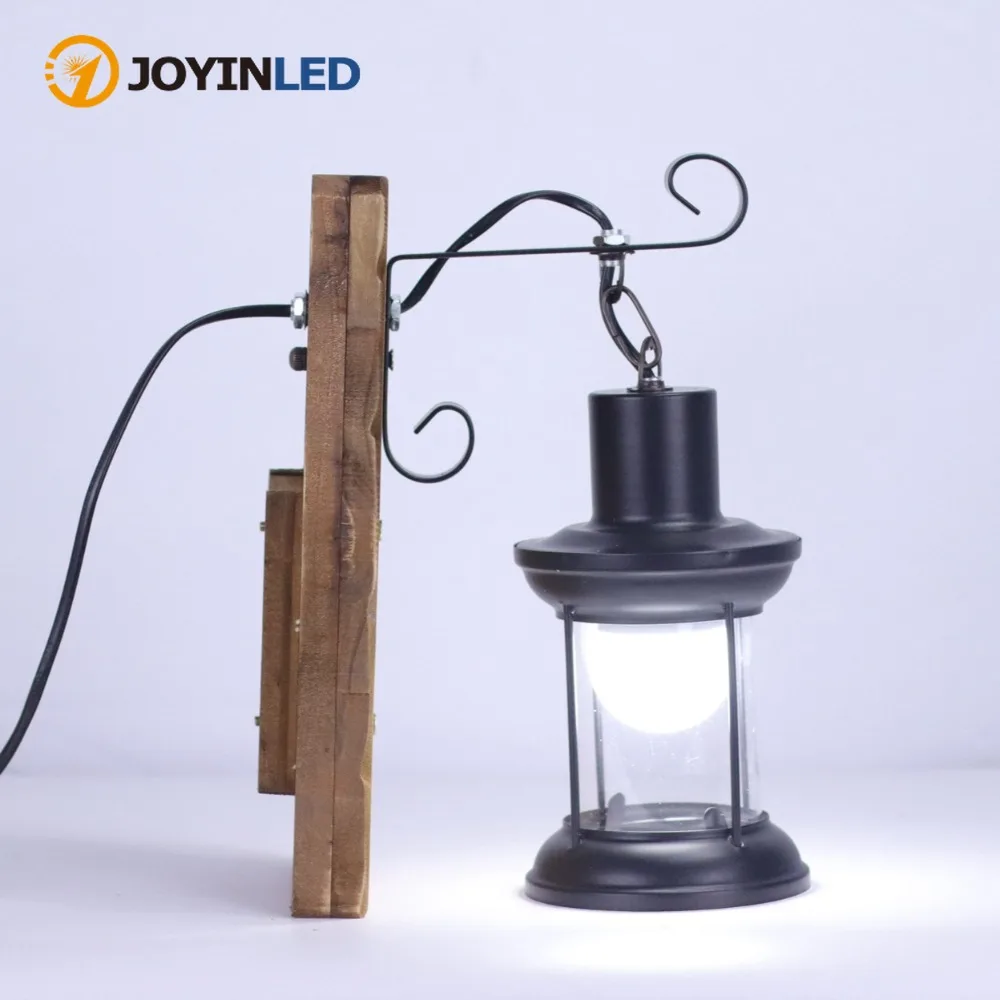 

JOYINLED Outdoor Wall Lamp Antique Loft Wood Glass Chandelier Bar Sconces Vintage Industrial Retro Wall Sconce for Bedroom