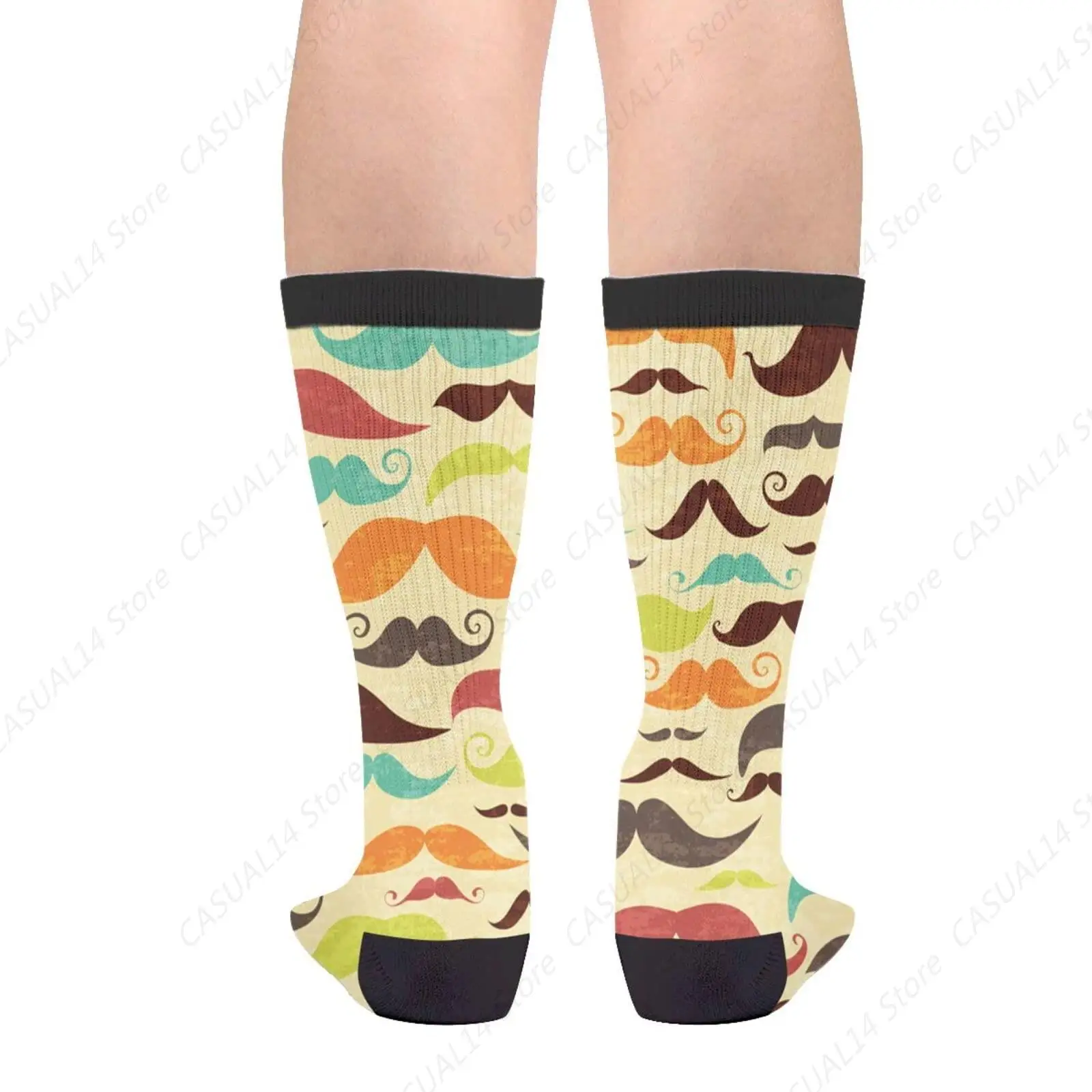 Vintage Beard Mustache Facial Hair Mustachio Casual Funny Funky Novelty Socks For Men Women