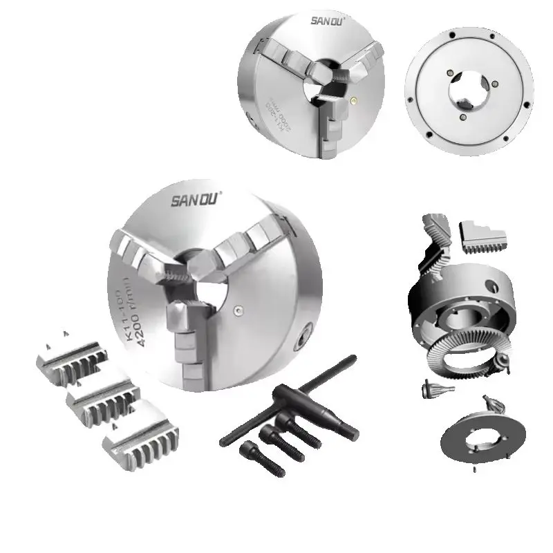 K11 80 100 125 160 200 250 Manual Lathe Three Jaw Chuck 100mm Sanou Four Jaw Self-centering Chuck 4\'\' Scroll Chuck for Small L