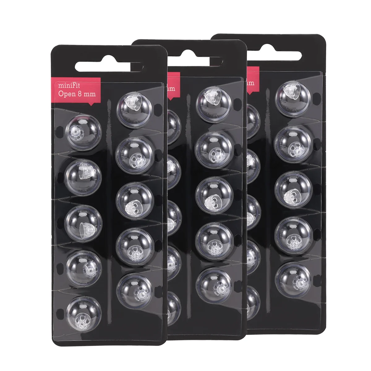 Neue Hörgerätekuppel für Oticon Minifit Bass 8 mm offen (3er-Pack), Oticon Hörgerätezubehör Universalkuppel