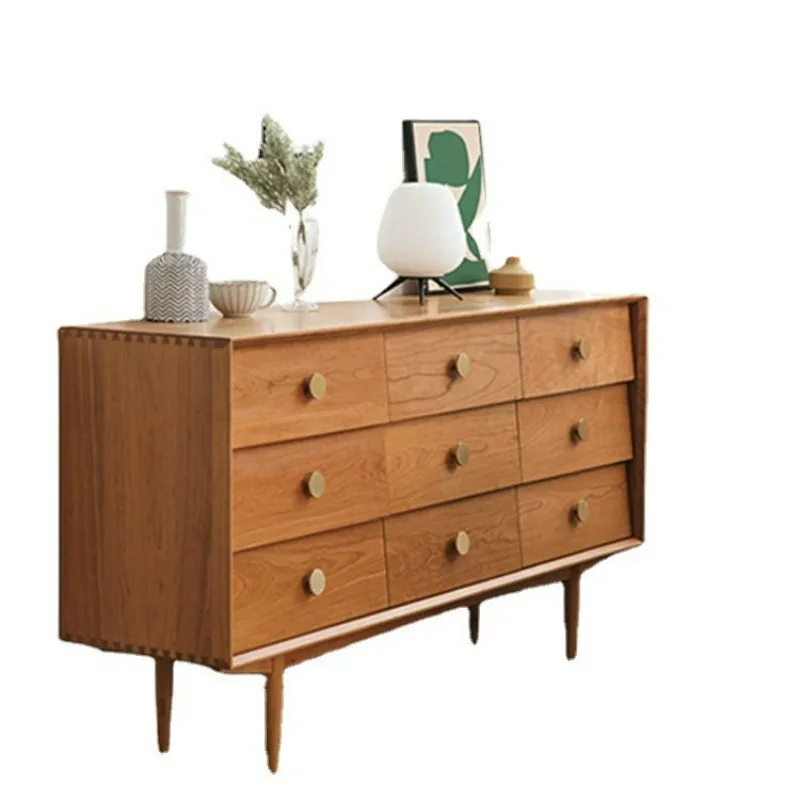 

Cherry wood nine-chest cabinet pure solid wood locker Nordic simple Japanese multi-functional bedroom storage cabinet