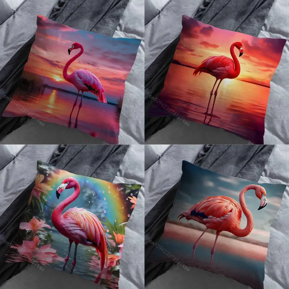 Cute Animal Flamingo Various Sizes Square Pillow Case For Car Home Bedchamber Decor Birthday Gift