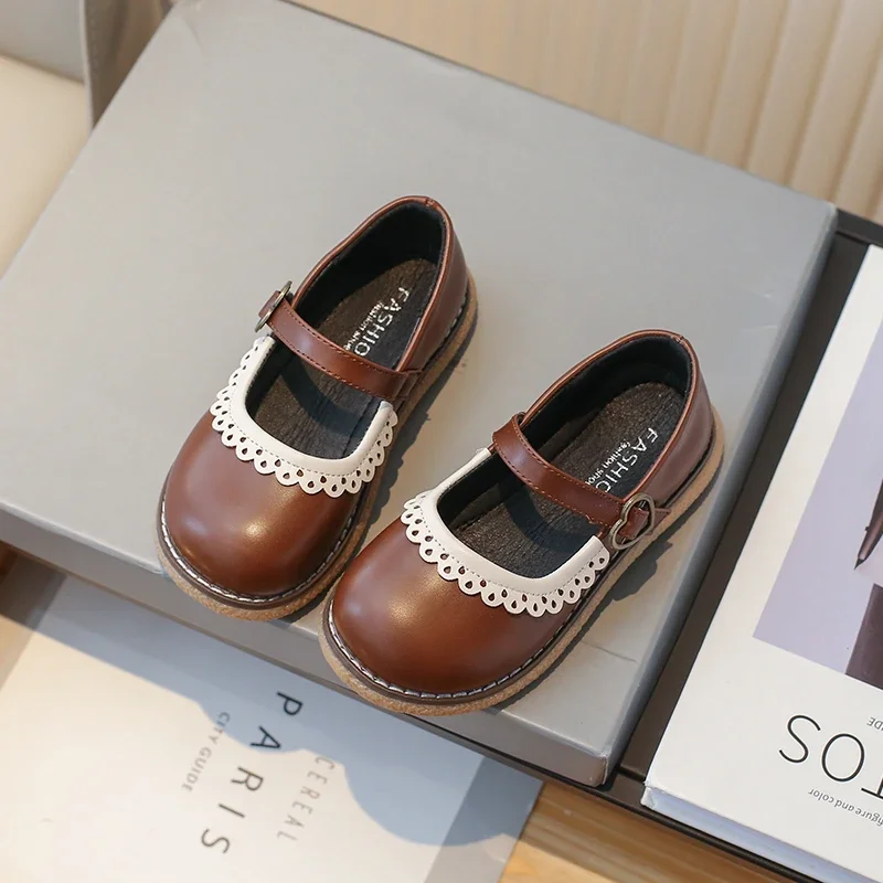 

Kids Flats Spring Autumn Versatile Children's Shoe for Girl Soft Causal Princess Fashion Wedding Party Leather Shoes Hook Loop