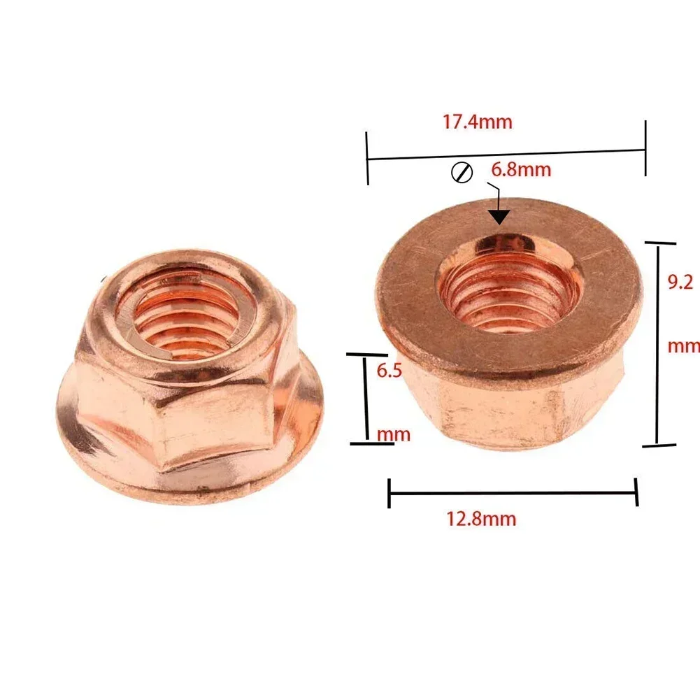 50PCS Car Exhaust Manifold Lock Nuts Copper Plated M8x1.25 Fit For BMW 2024 Hot Sale Brand New And High Quality