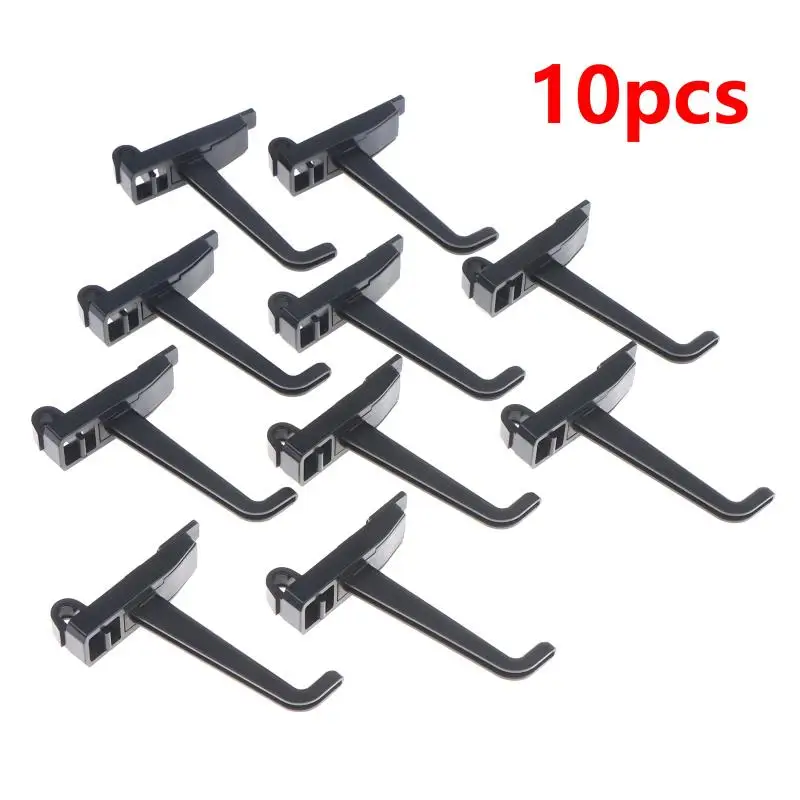 10Pcs Space Saving Square Hole Pegboard Hooks Heavy Duty Wall Mount Utility Hooks For Garage Tool Storage Rake Shovel