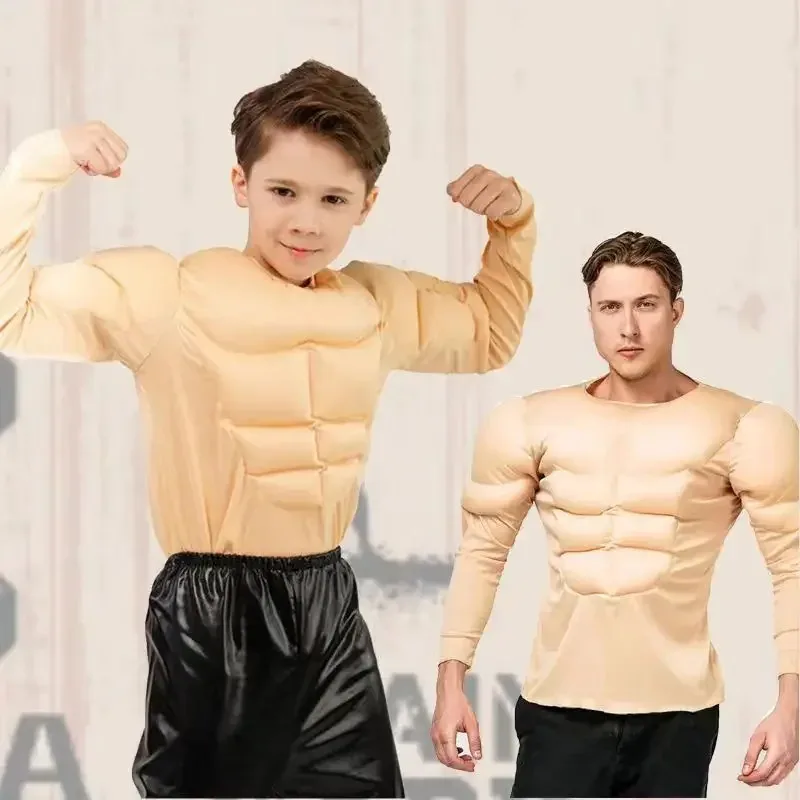 

Kids Adults Boys Muscle Shirt Children Wrestler Halloween Carnival Cosplay Costume Dress Up Party School Stage Show