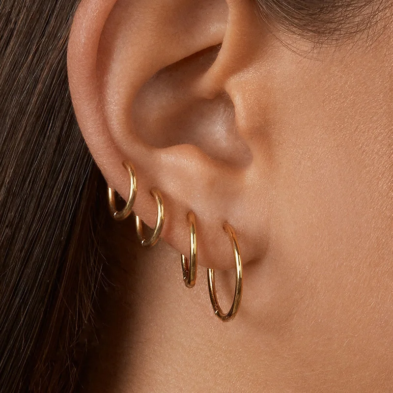 1,6 mm einfache chirurgische Edelstahl-Huggie-Creolen für Damen und Herren – Knorpel-Ohrpiercing-Schmuck – Detail 9