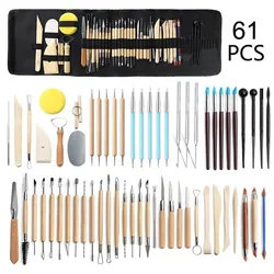 Professional Pottery Clay Sculpting Tools Set 61Pcs Modeling Stick Ceramic Tools Smoothing Wax Carving Ceramic Polymer Art Tools