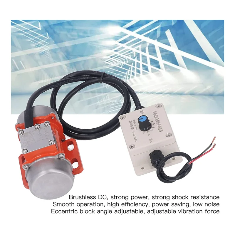 30W Concrete Vibrator, 4000RPM Electric Vibrating Motor with Speed Controller & Adjustable Exciting Force DC 12V