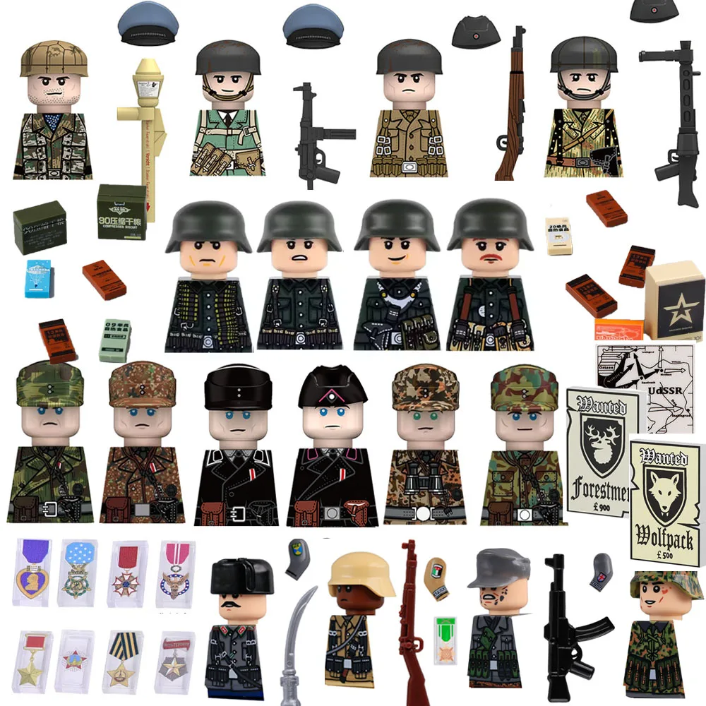 

Аксессуары для военных персонажей, строительные блоки, солдаты, машинные ворота, гранеры, игрушки, подарки, кирпичи, печатные детали, рации, медаль