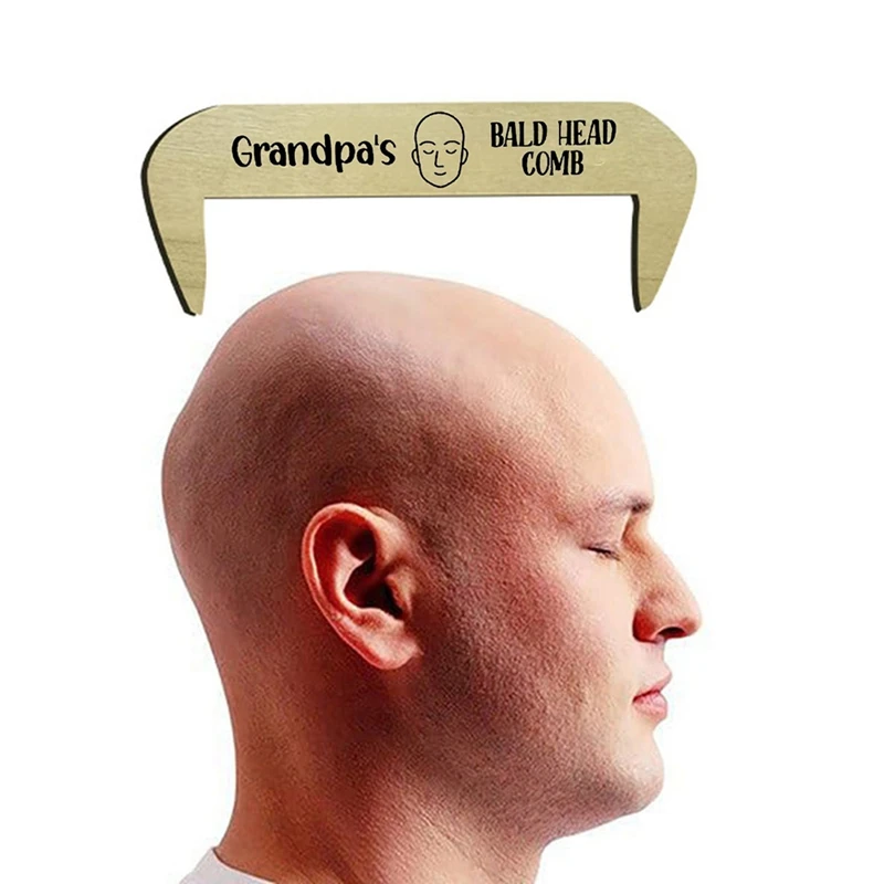 BAAG-Divertido peine de regalo de madera, manualidades sin dientes, peine calvo, regalo sorpresa para hombre calvo