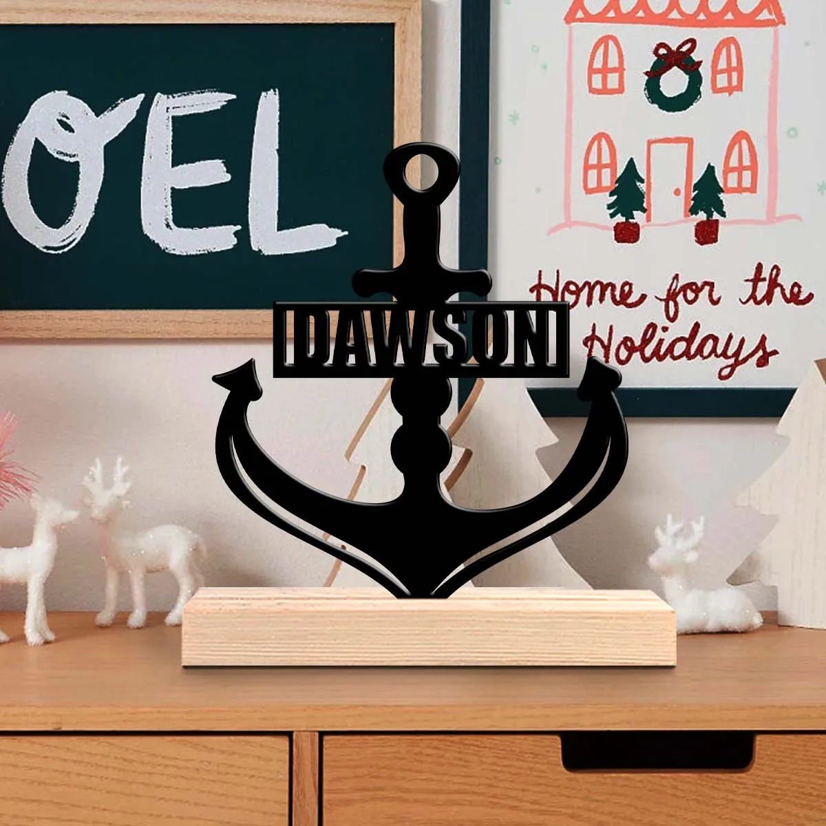 1pc Interesting Metal Desktop Decoration Customizable Name With Wooden Base Desk Ornaments for Study Rooms,Bedrooms,and Offices