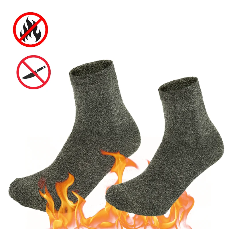 1 Pair Safety Socks Aramid Fiber Flame Retardant and Cut Resistant Foot Guard Socks High Temperature Feet Protective