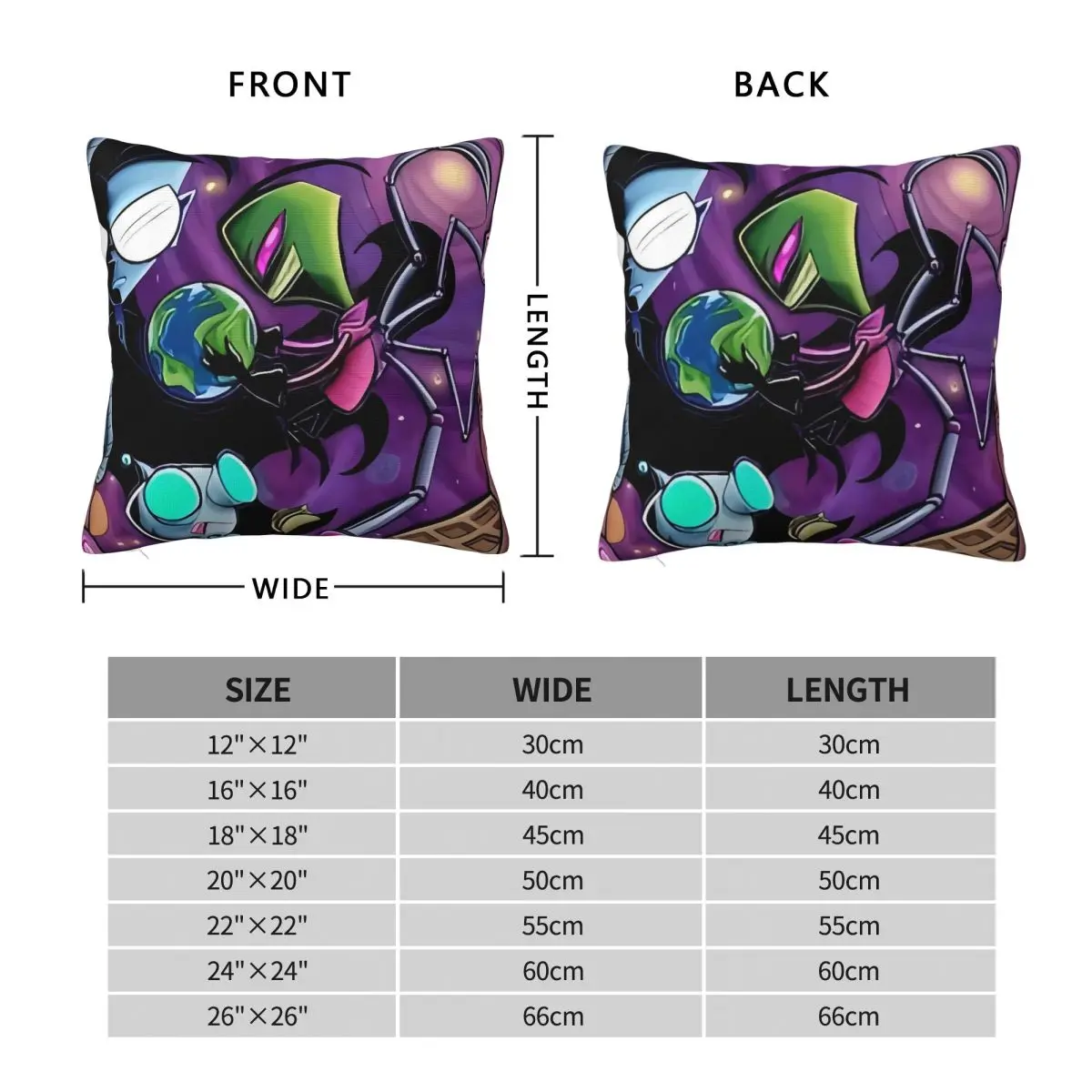 Pillow Cover Invaders Zims Retrro Cartoon Printed Cushion Cover Morden Pillow Case For Sofa Home Decorative Pillowcases