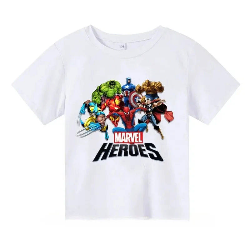 Marvel Superhero Cartoon Anime Youth Casual Sportswear Loose Comfortable and Beautiful Boys and Girls Pure Cotton T-shirt Top