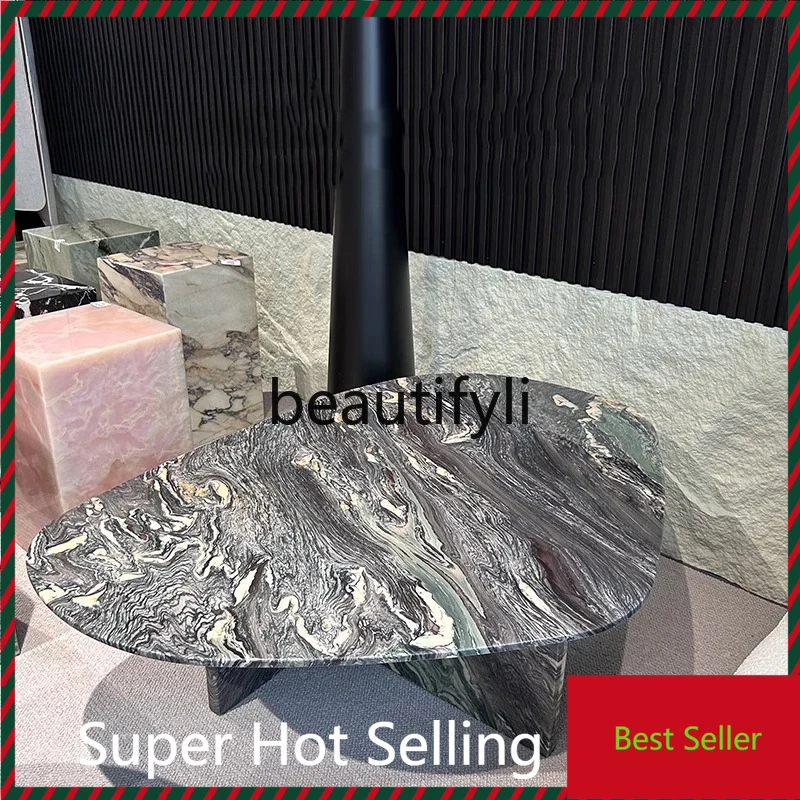 

Italian light luxury purple landscape luxury stone coffee table natural marble special-shaped coffee table G1218