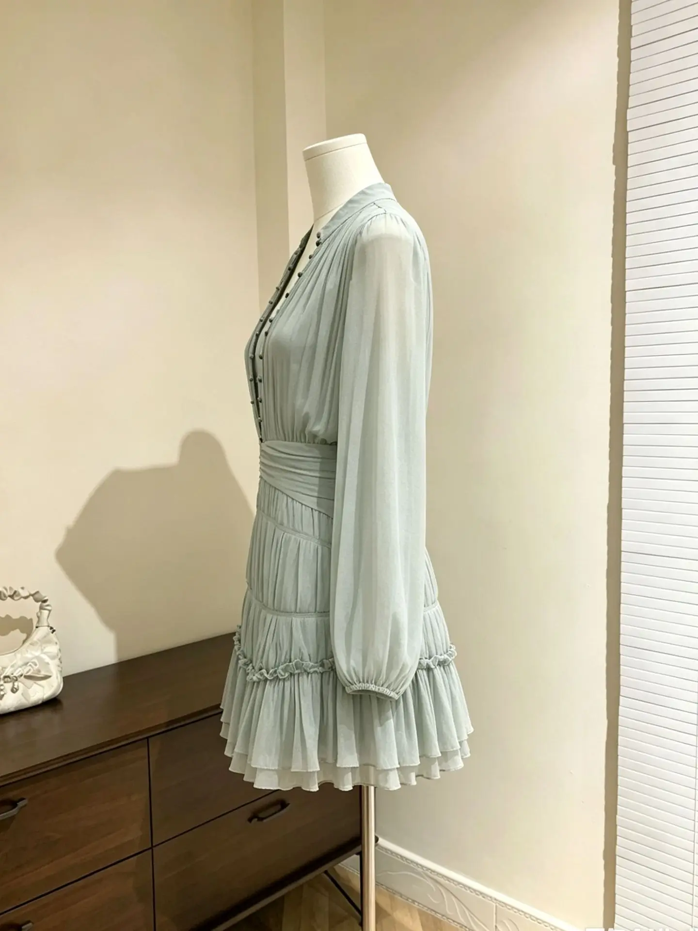 Women's Clothing 2025 Autumn New Stand-up Collar Lantern Sleeve Ruffle Edge Waist Dress Elegant Dating Dress