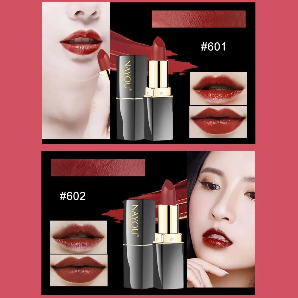 6 uds impermeable suave niebla mate lápiz labial de larga duración no se decolora lápiz labial hidratante tubo cuadrado bálsamo labial cosméticos de maquillaje