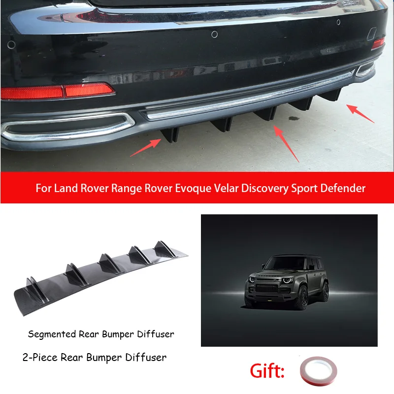 For Land Rover Range Rover Evoque Velar Discovery Sport Defender ABS Rear Bumper Lip Diffuser Shark Fin Anti-collision