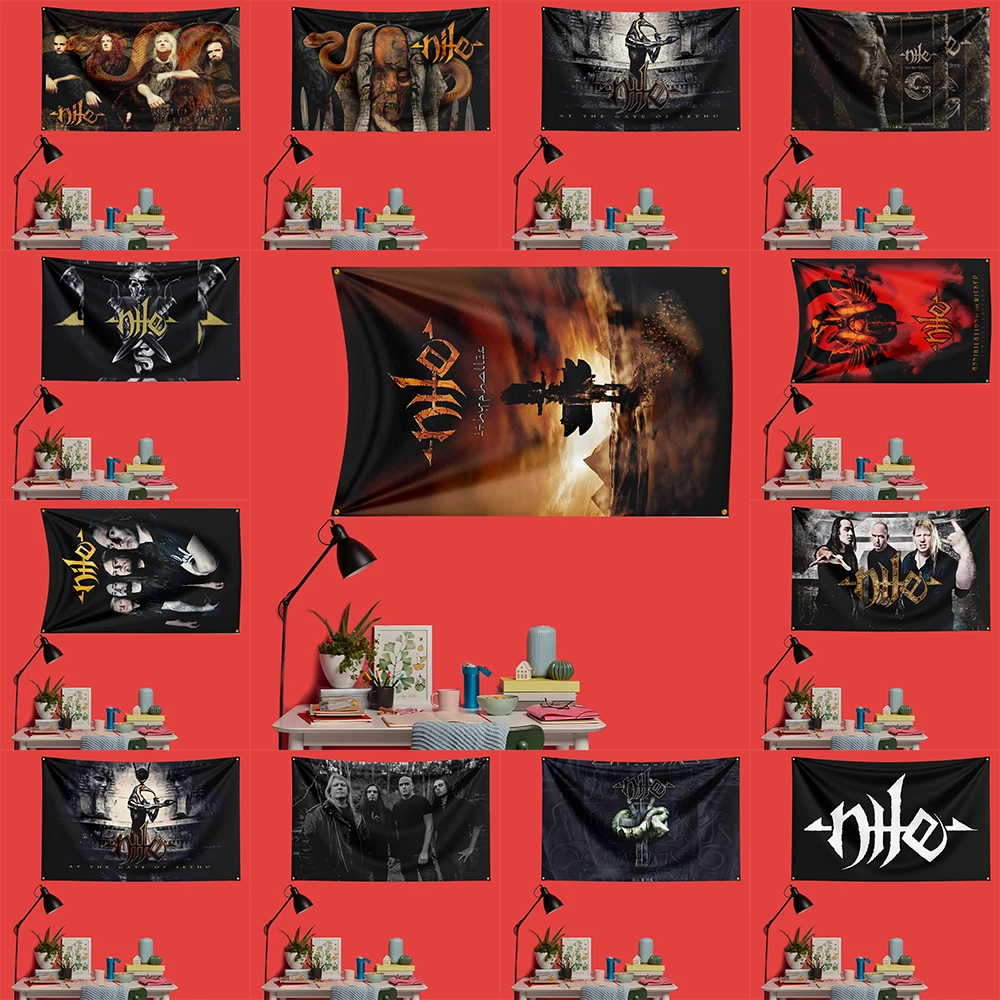 

Nile Death Metal Flag 3x5 FT 90x150cm Polyester Decorative Banner Tapestry For Music Fans Bedroom Wall Decoration