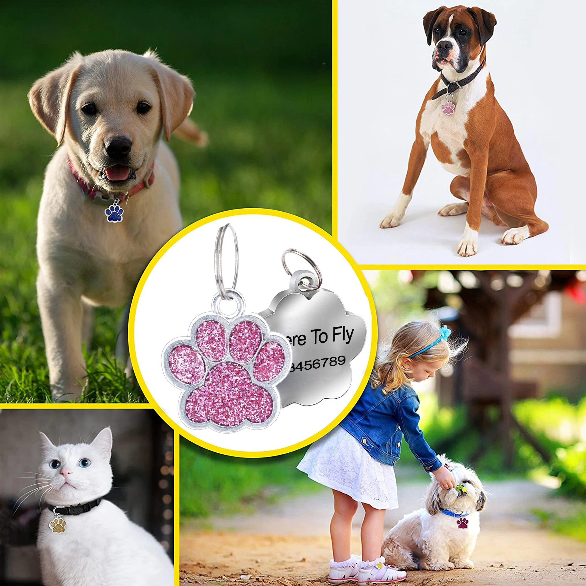 Personalized Pet Engraving ID Name Tag Dog Anti-lost Custom Collar Leash Accessories Cat ID Phone Tag Pendant Puppy Decorations