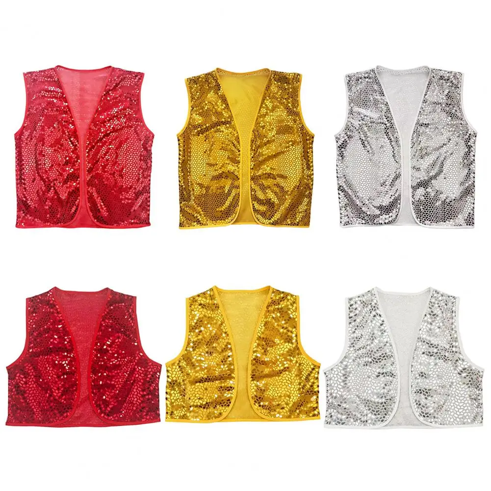 Sparkling Disco Party Vest, Sleeveless Performance Costume for Halloween Christmas And Stage Shows Sequin Top 2