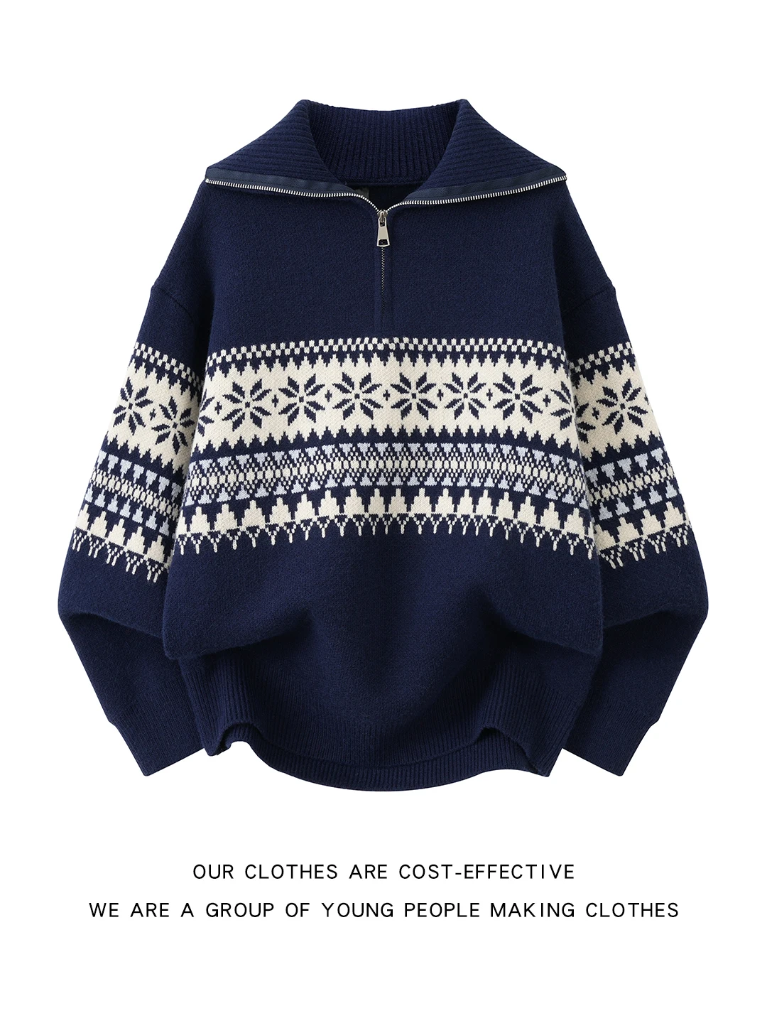 

American Sle High Collar Sweater Men's Heavyweight Trendy Color Blo Knitwear Lazy Sle Couple's Pullover Winter Clothes