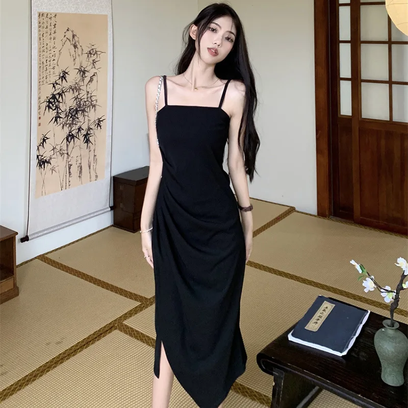 

Summer Women Fashion Bodycon Slim Midi Party Dress Spaghetti Strap Vintage Casual Birthday Evening Vestidos Female Clothes New