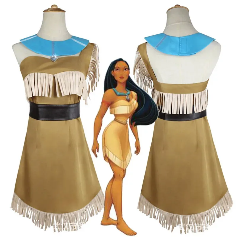 

Indian Cosplay Aboriginals Chief Princess Costume Girls Women Pocahontas Huntress Dress Summer Beach Outfit Halloween Carnival