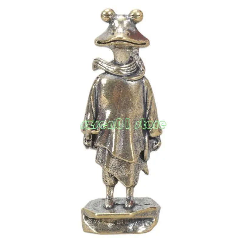 G32A Vintage Brass Frogs Swordsman Ornamp #1