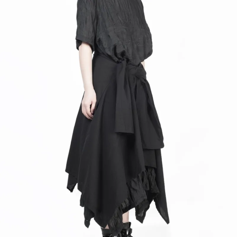 Dark Avant-Garde Niche Pleated Texture Loose Women's Summer Dress