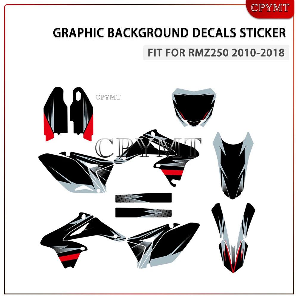 

Motorcycle Graphic Background Decals Sticker Fit For RMZ250 RMZ 250 2010 11 12 13 14 15 16 17 2018 Custom Number