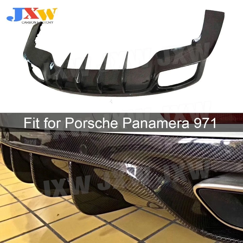 

Carbon Fiber Rear Lip Diffuser For Porsche Panamera 971 2017 2018 2019 FRP Fins Shark Style Car Bumper Guard Car Styling