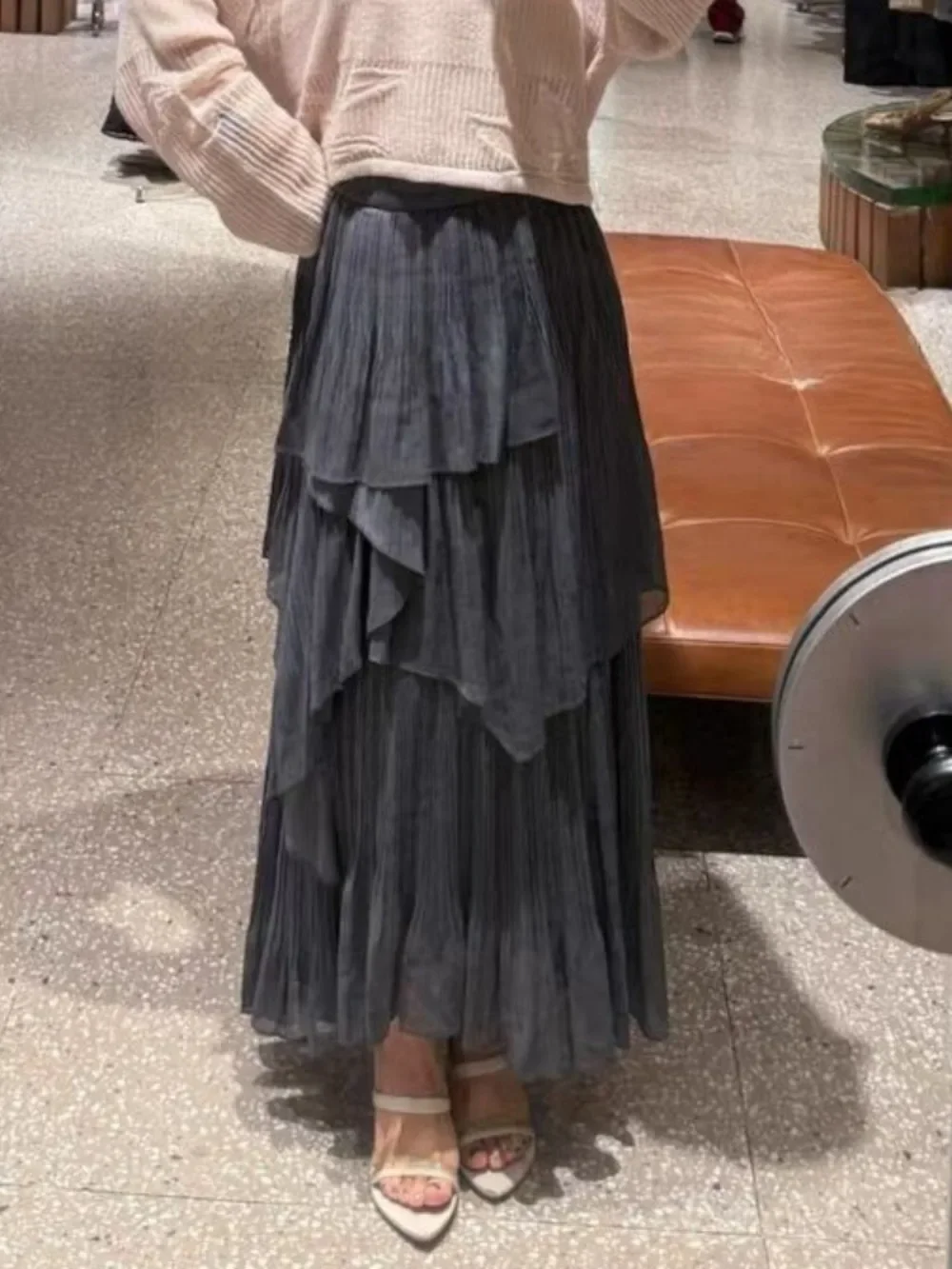 

Solid Elegant Celebrity Mid-length Faldas Japan Cake Pleated All-match Sweet Falda Ruffles Big Swing New Fairy Skirts