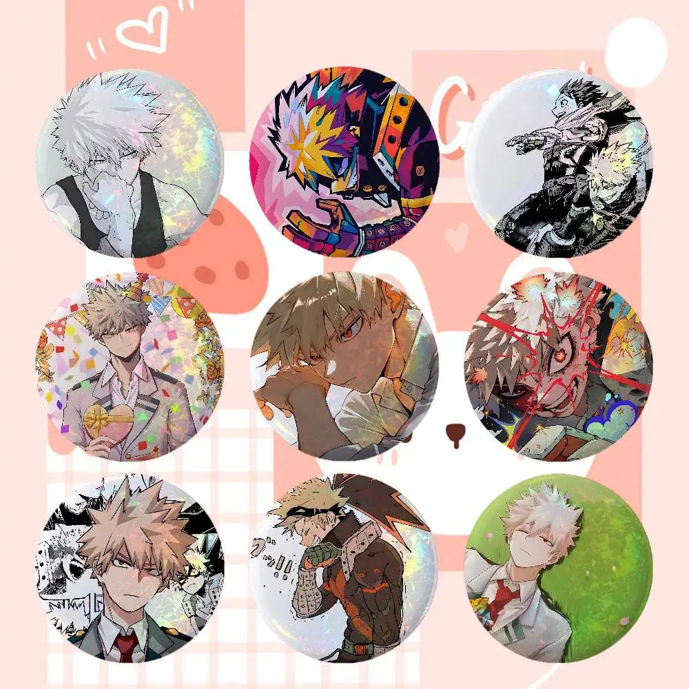 Coo Animel-Katsuki BakugoS Anime Game Laser Double Flash Tinplate Badge Cartoon Character Pin Brooch Fan Collectible Cosplay Mer
