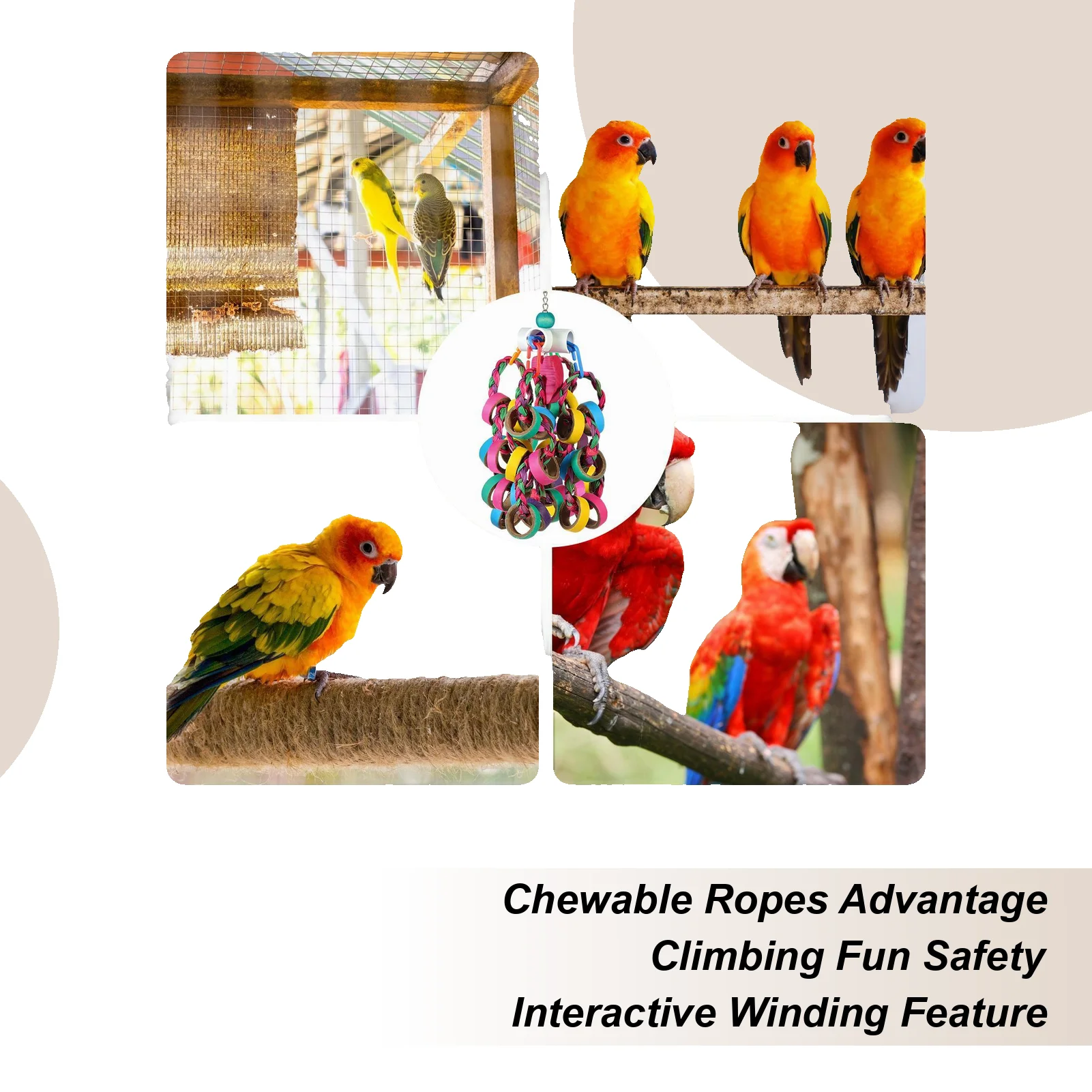 

Игрушки для птиц: для лазания, игр, поиска корма, декоративные элементы для волнистых попугаев, неразлучников, арах, корелл, для домашнего использования в помещении