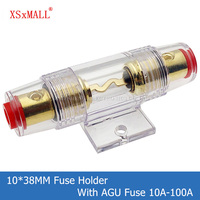 1Set 30A 40A 50A 60A 70A 80A 100A AGU 10*38MM Fuse & Holder Car Audio Refit Fuse Holder Car Stereo Audio Circuit Breaker Inline