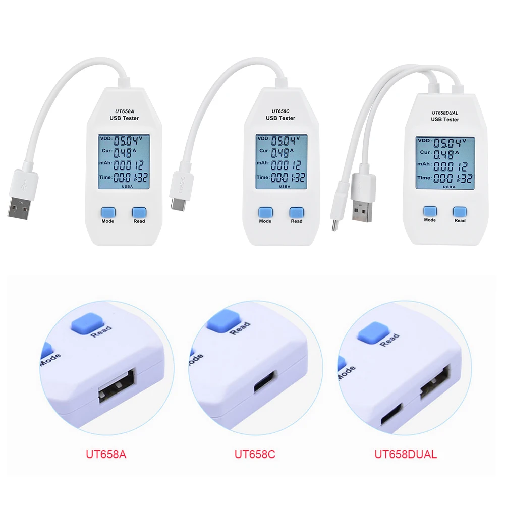 디지털 전력 용량 테스터 LCD USB 테스터 감지기 전압계 전류계 디지털 전력 용량 테스터 미터 USB 감지기