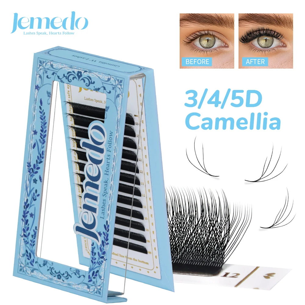 

JEMEDO 3/4/5D Cemellia Eyelash Extension C/D/M Curl Lash Extensions 0.07mm W-Shape Natural Premade Volume Fans For Beauty Makeup