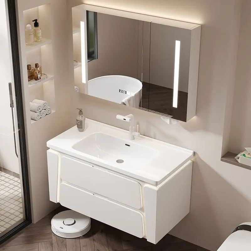 

Ceramic integrated basin bathroom cabinet combination solid wood bathroom wash basin washbasin cabinet