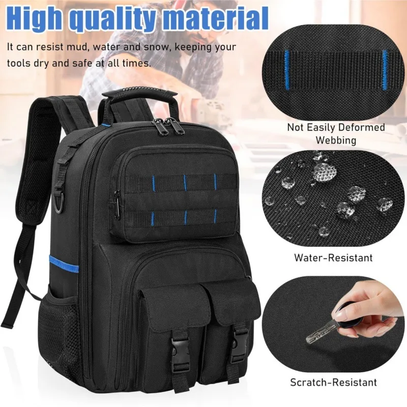 Wear-resistant Oxford cloth tool storage backpack, hardware accessories, zoned storage, repairman's waterproof backpack