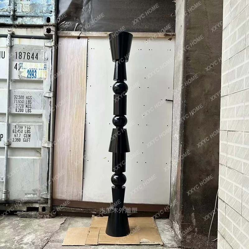 LVertical height wood carving crafts model room entrance wooden floor sculpture art installation