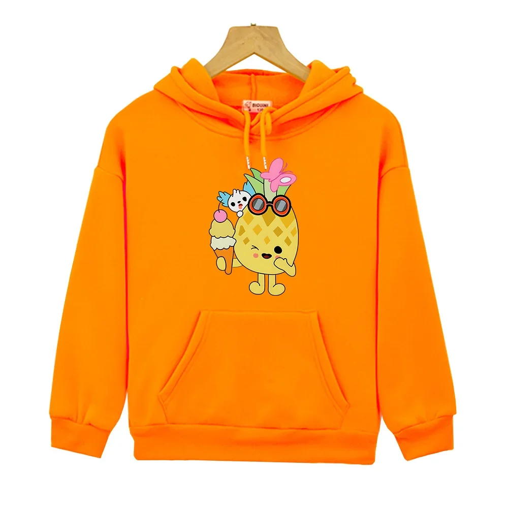 Manga Cartoon Toca Life World Hoodies Ice Cream Pineapple Graphic Sweatshirts Boys and Girls Clothing Autumn Fleece Pullovers