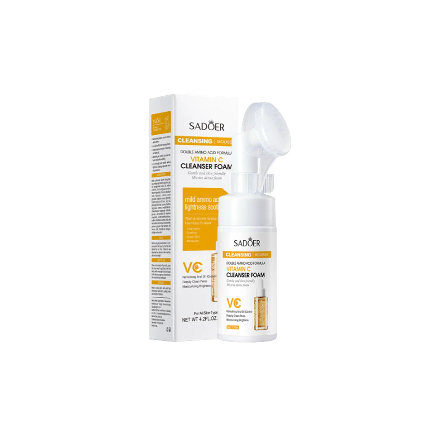 1/2/3 Uds vitamina C limpiador Facial espuma de lavado de cara limpieza Facial Mossee hidratante brillo productos para el cuidado de la piel Facial