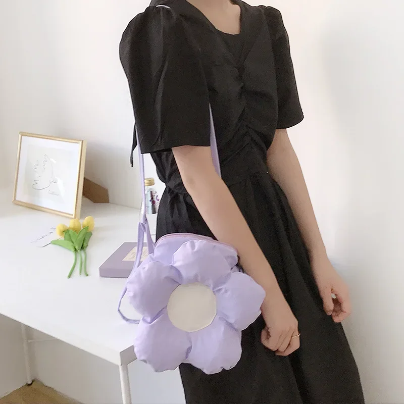 Lovely Flower Women Crossbody Bags Macaron Contrast Color Ladies Small Shoulder Bag Fashion Design Girls Daily Phone Pouch Purse