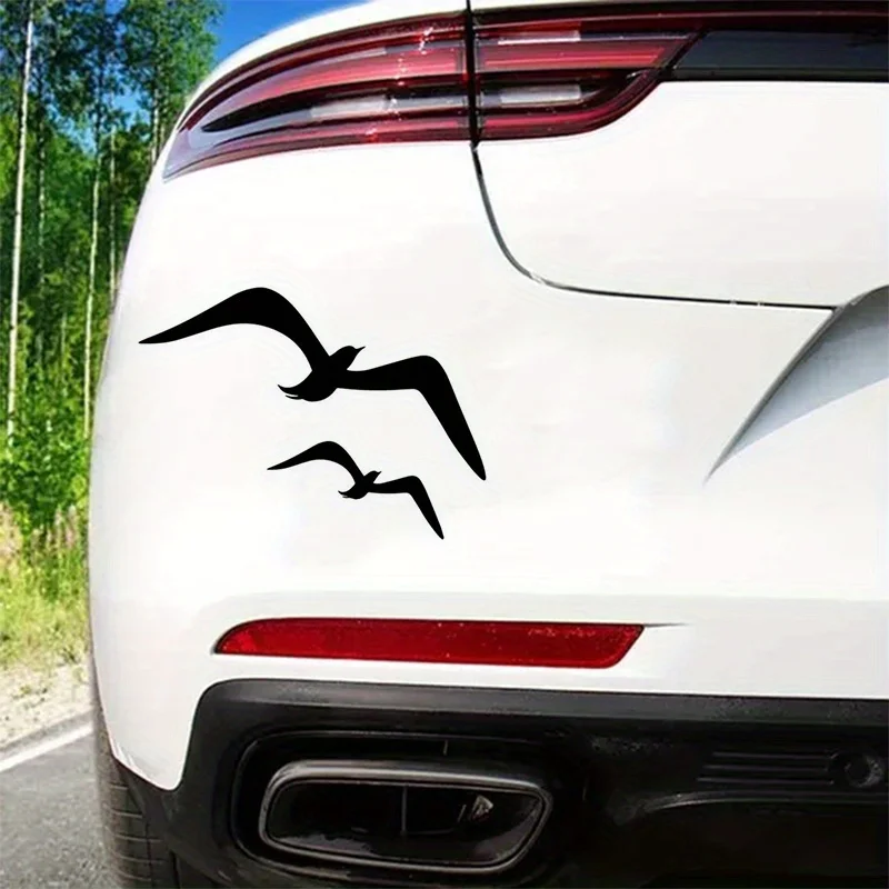 

1 шт. черная наклейка с двумя летающими чайками-самоклеящаяся водонепроницаемая виниловая наклейка для экстерьера автомобиля