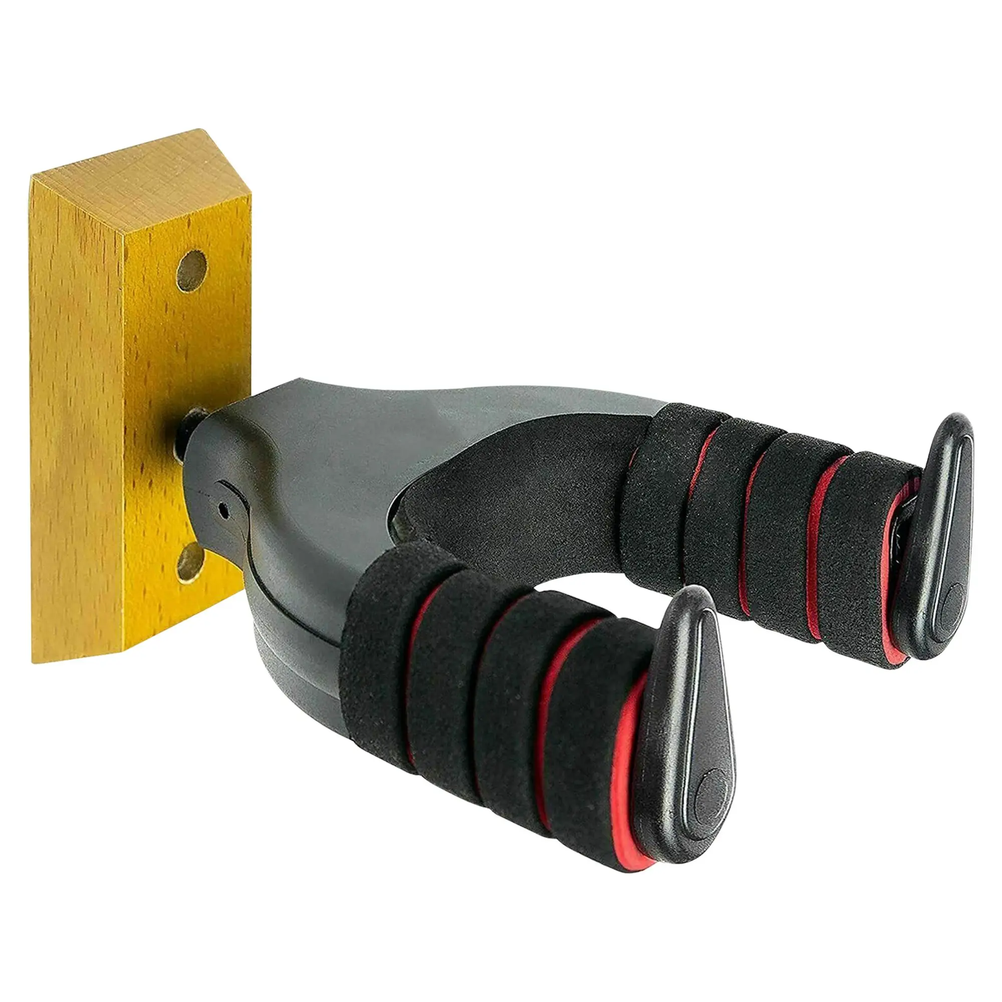 5 CORE Guitar Wall Mount Hanger Hook with Wood Base Soft Padding Adjustable Rotatable Holder for Acoustic Classical Electric Bass Guitars - GH ABS R