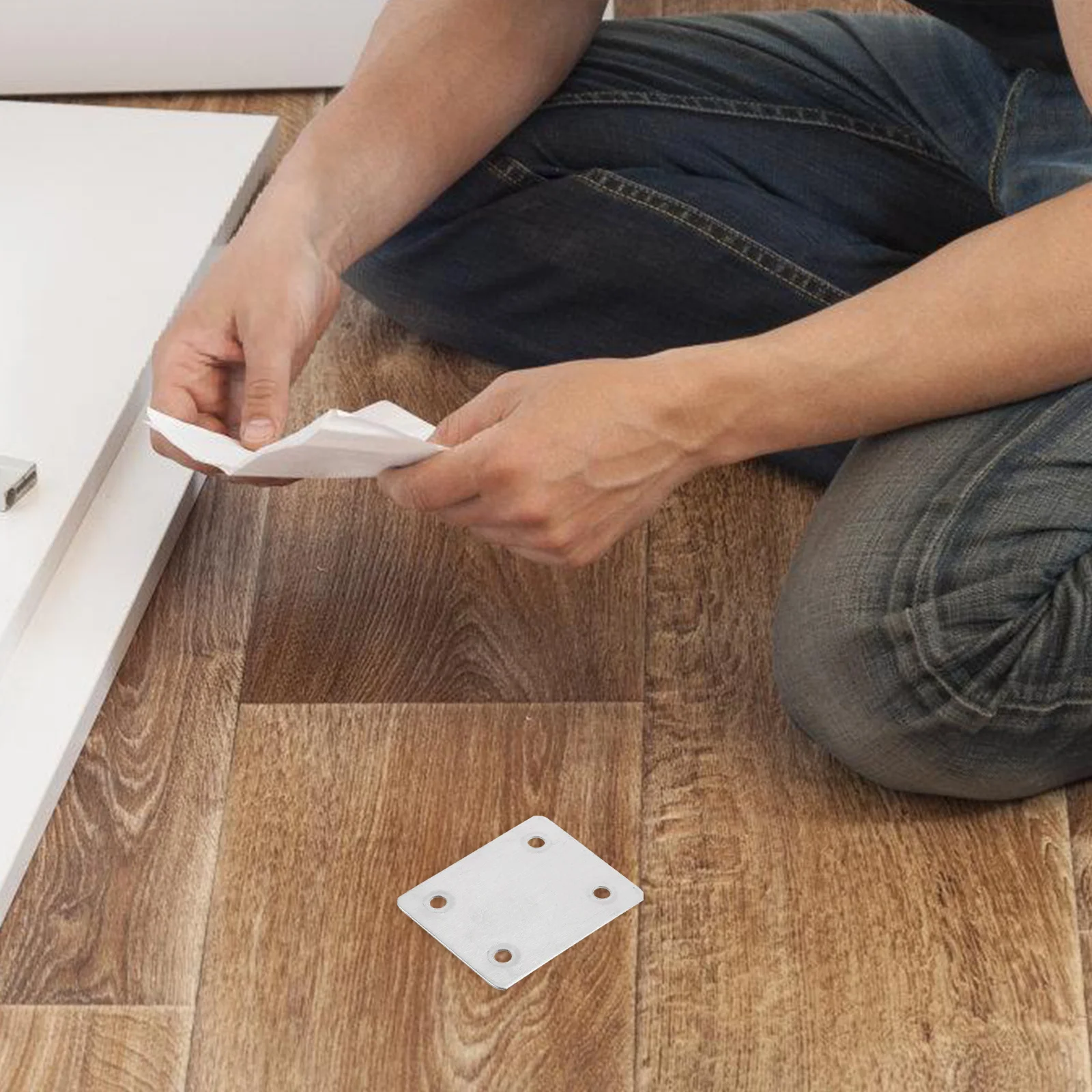 

10Pcs Stainless Steel Furniture Brackets Flat Joining Plates Straight Plates for Wood Repair Reinforcement Furniture Brackets